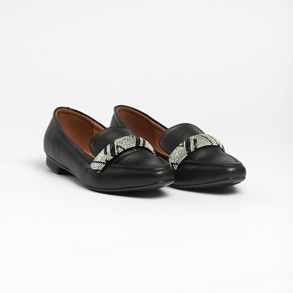 Sapato Social Mocassim Oxford Vizzano Preto Brilhantes - Imagem 4