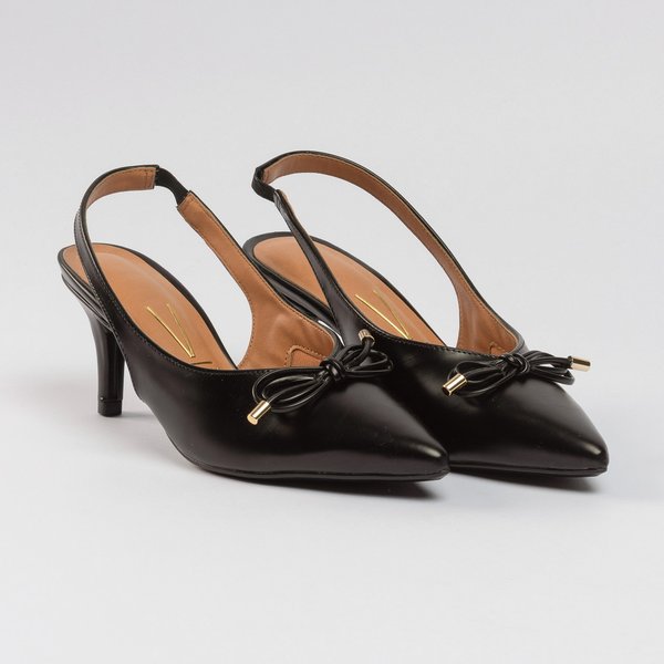 Slingback Vizzano Salto Fino Médio Preto Opaco - Imagem 3