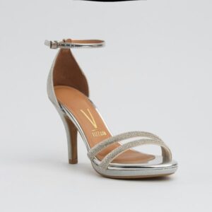 Sandália Vizzano 62101037 Salto Fino Alto Prata