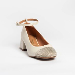 Scarpin Boneca Vizzano 1426103 Salto Bloco Branco off Brilhantes
