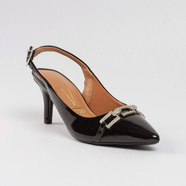 Slingback Vizzano Salto Fino Bico Fino Verniz Preto