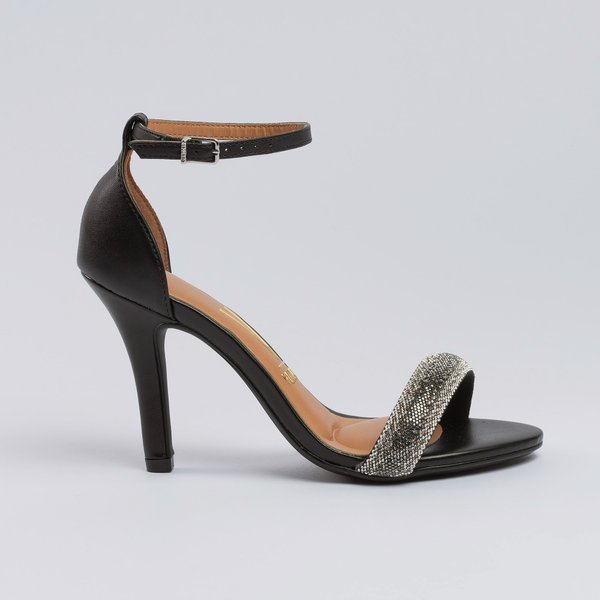Sandália Vizzano Salto Alto Fino Gisele Brilhantes Preta - Imagem 4