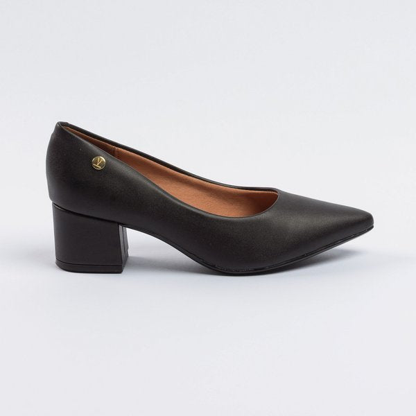 Scarpin Vizzano Salto Bloco Médio Bico Fino Preto - Imagem 2