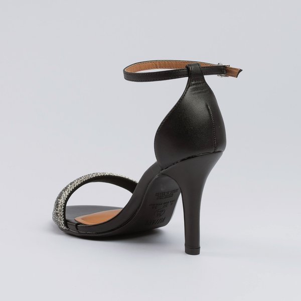 Sandália Vizzano Salto Alto Fino Gisele Brilhantes Preta - Imagem 5