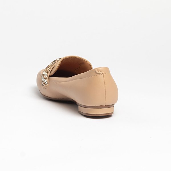 Sapato Social Mocassim Oxford Vizzano Bege Brilhantes - Imagem 5