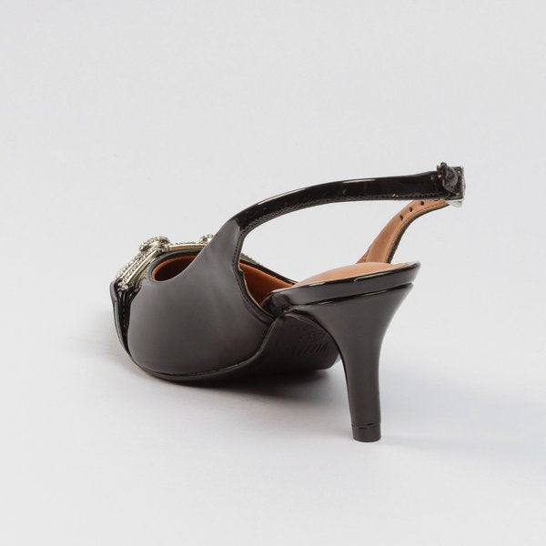Slingback Vizzano Salto Fino Bico Fino Verniz Preto - Imagem 5