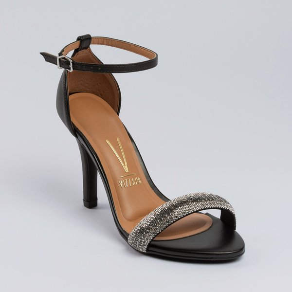 Sandália Vizzano Salto Alto Fino Gisele Brilhantes Preta - Imagem 2