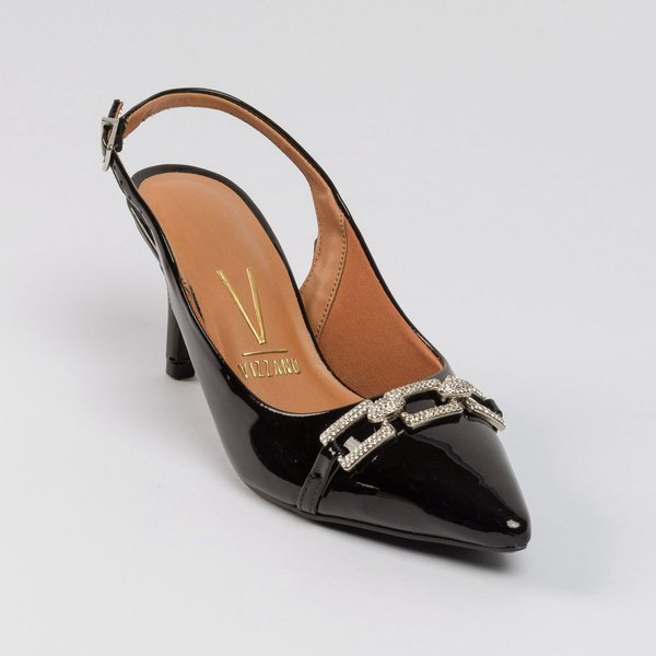 Slingback Vizzano Salto Fino Bico Fino Verniz Preto - Imagem 3