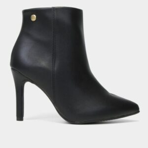 Bota Cano Curto Vizzano Bico Fino Lisa Feminina – Preto