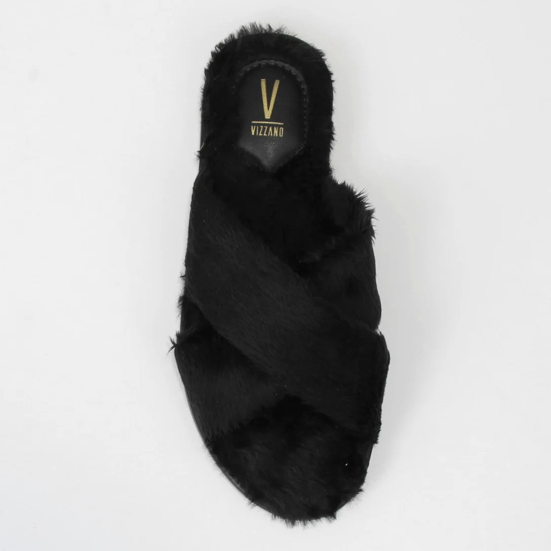 Rasteira Vizzano Pelo Tiras Cruzadas Feminina – Preto - Imagem 4