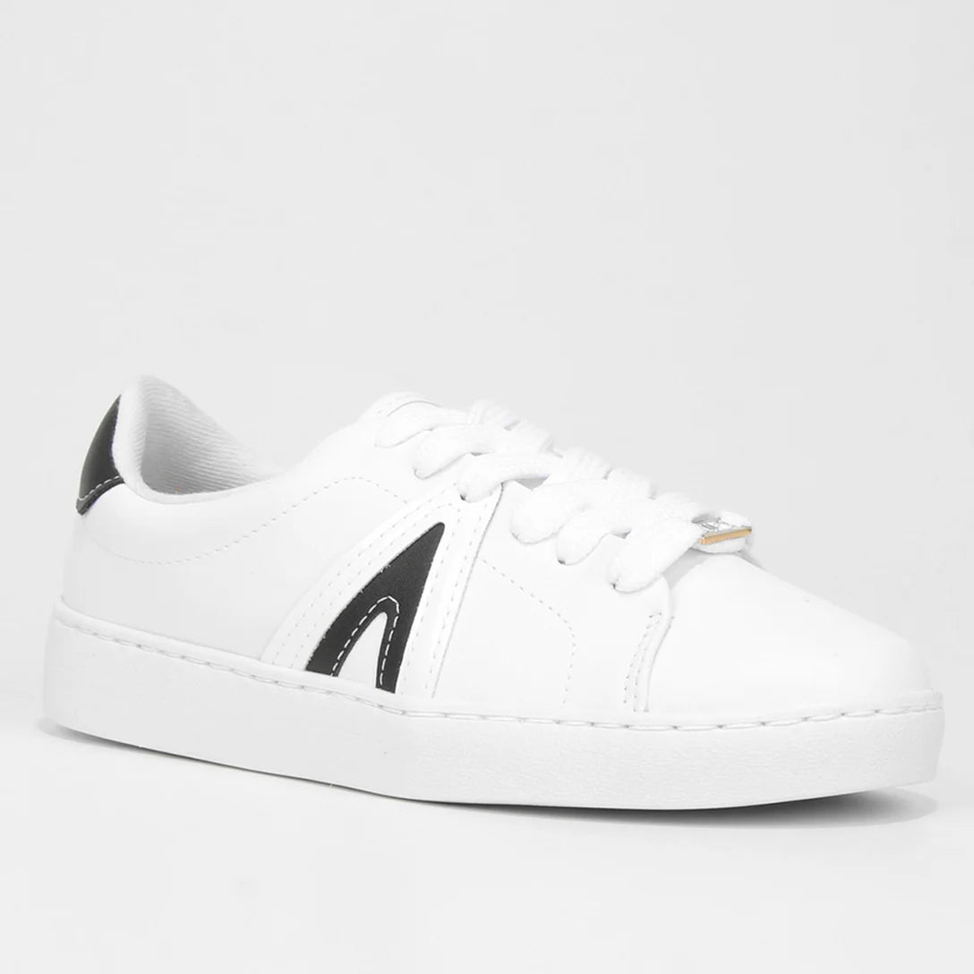 Tênis Vizzano Casual Cano Baixo Feminino – Branco + Preto - Imagem 2
