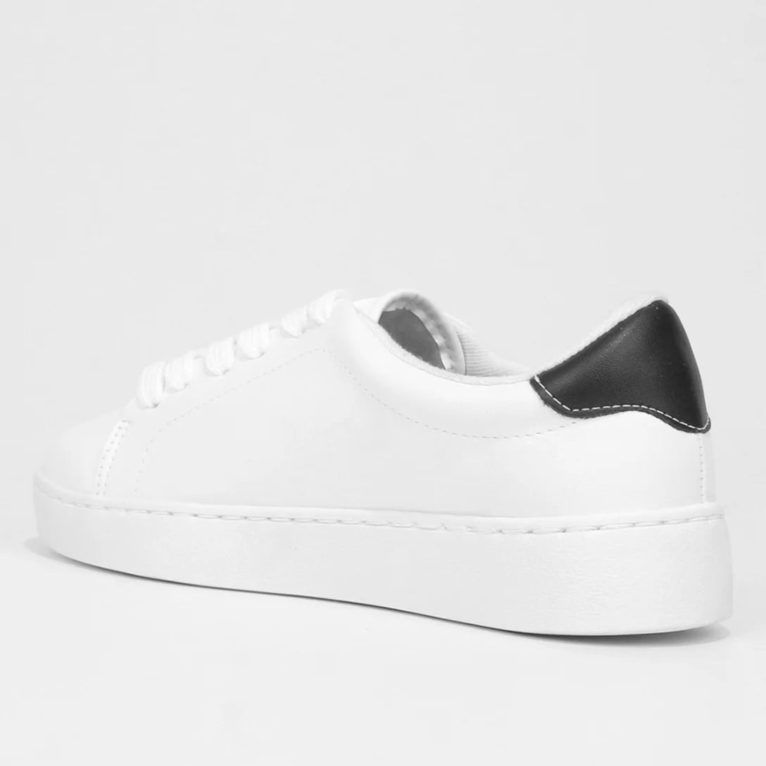 Tênis Vizzano Casual Cano Baixo Feminino – Branco + Preto - Imagem 3