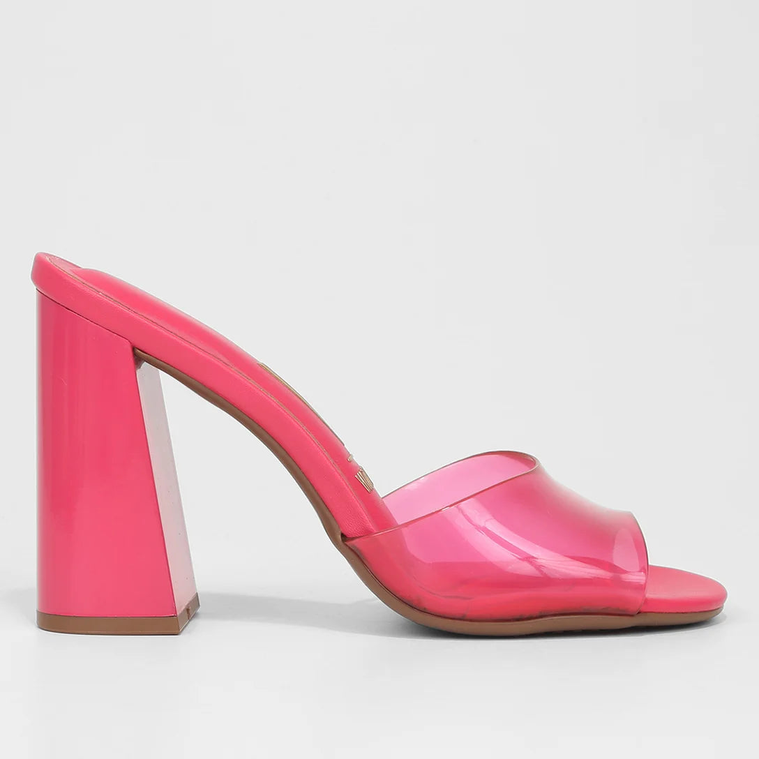 Tamanco Vizzano Salto Bloco Alto Vinil – Rosa