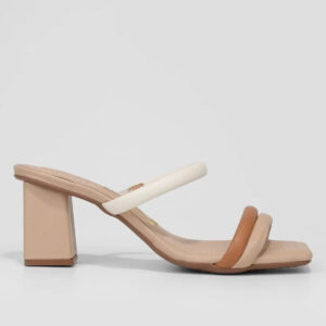 Tamanco Vizzano Tiras Salto Bloco Feminino – Bege e Branco