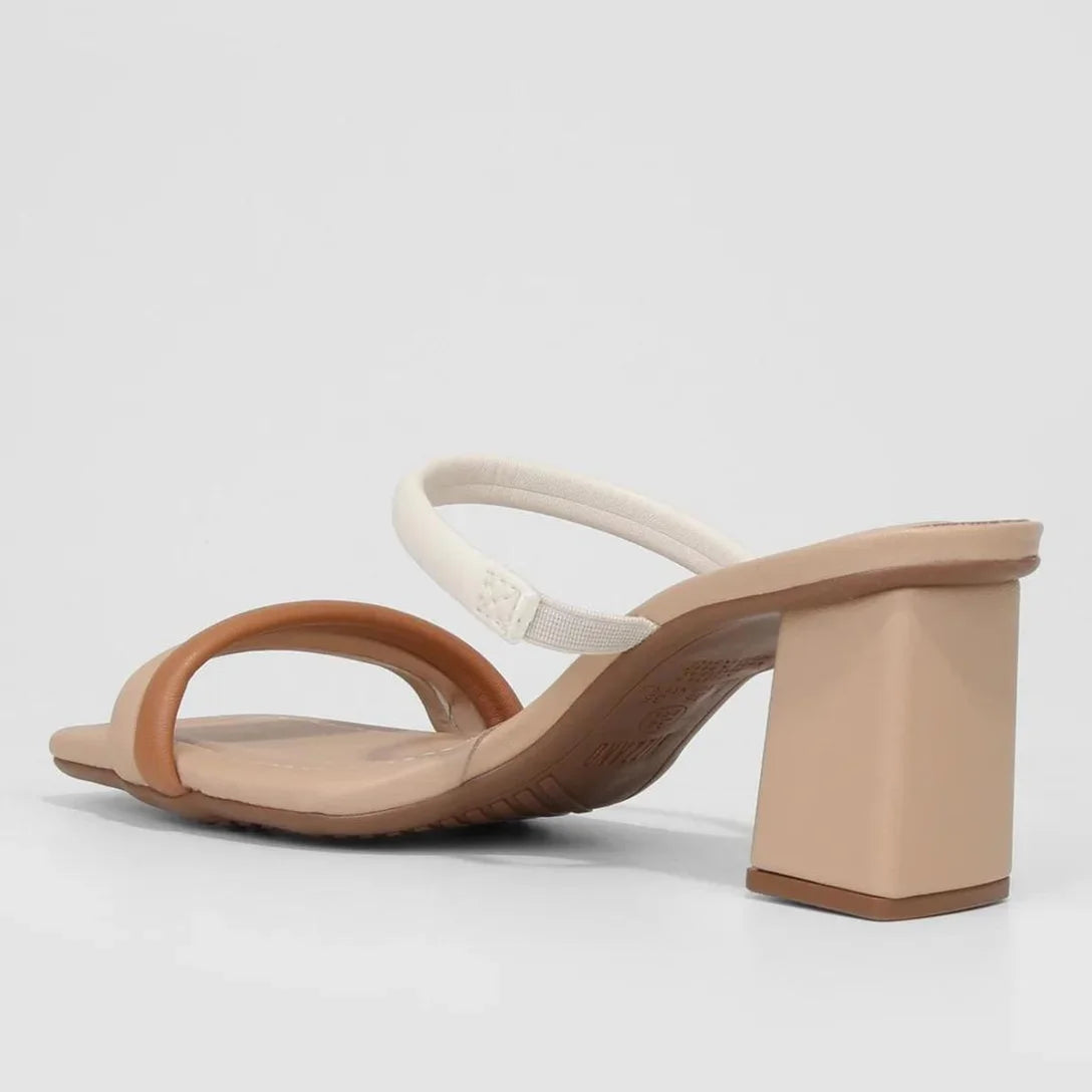 Tamanco Vizzano Tiras Salto Bloco Feminino – Bege e Branco - Imagem 3