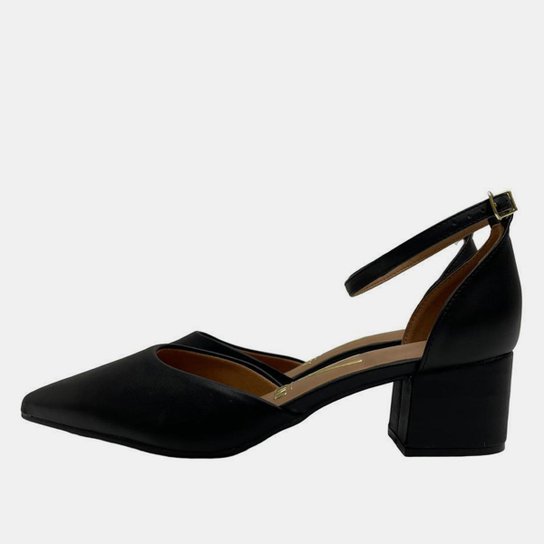 Scarpin Vizzano Bico Fino Salto Bloco Baixo – Preto - Imagem 2