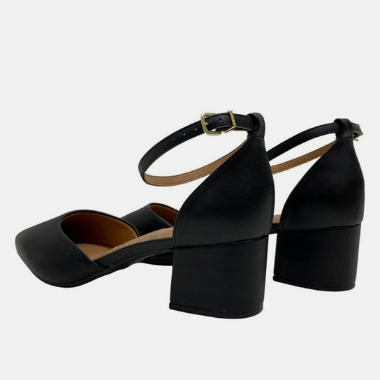 Scarpin Vizzano Bico Fino Salto Bloco Baixo – Preto - Imagem 4