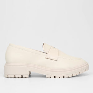 Loafer Vizzano Salto Baixo Tratorado Feminino – Off White