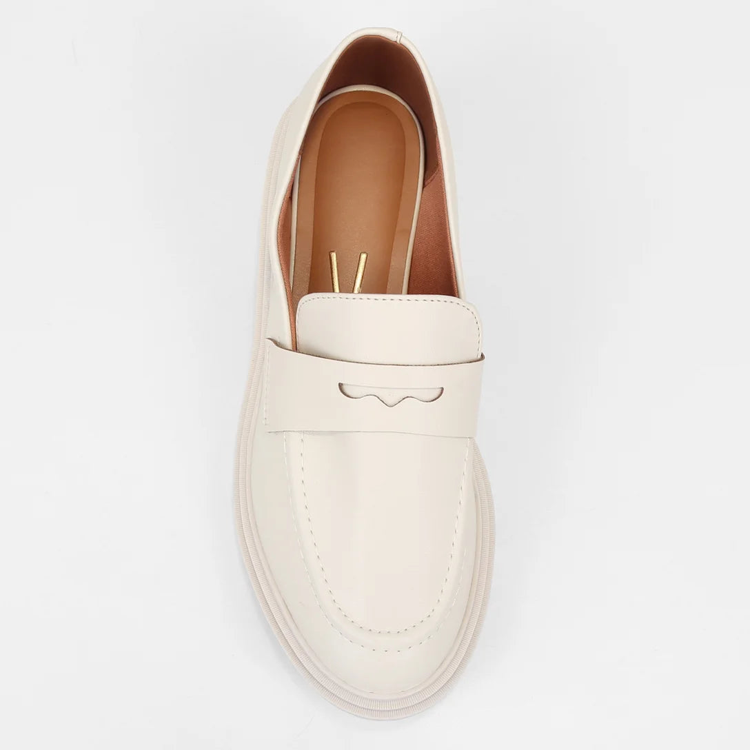 Loafer Vizzano Salto Baixo Tratorado Feminino – Off White - Imagem 5