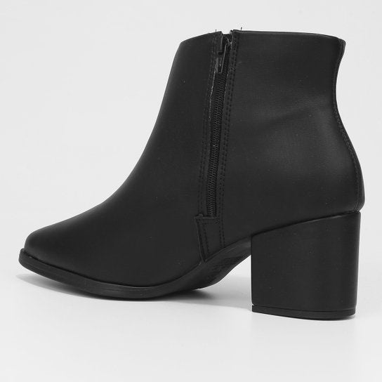 Bota Cano Curto Vizzano Bico Fino Salto Bloco Feminina – Preto - Imagem 3
