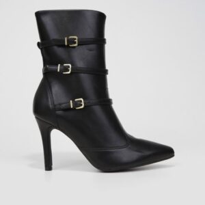 Bota Cano Curto Vizzano Bico Fino Fivelas Feminina – Preto