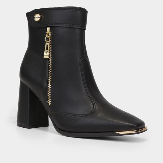 Bota Cano Curto Vizzano Bico Quadrado Salto Bloco – Preto - Imagem 2