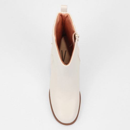 Bota Cano Curto Vizzano Matelassê Salto Alto Feminina – Off White - Imagem 5