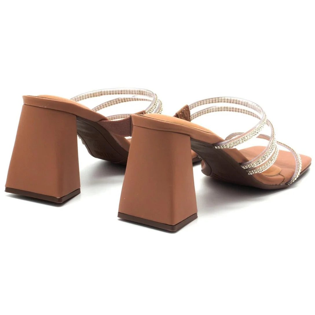 Tamanco Vizzano Salto Bloco Tiras Vinil Strass Feminino – Nude - Imagem 4