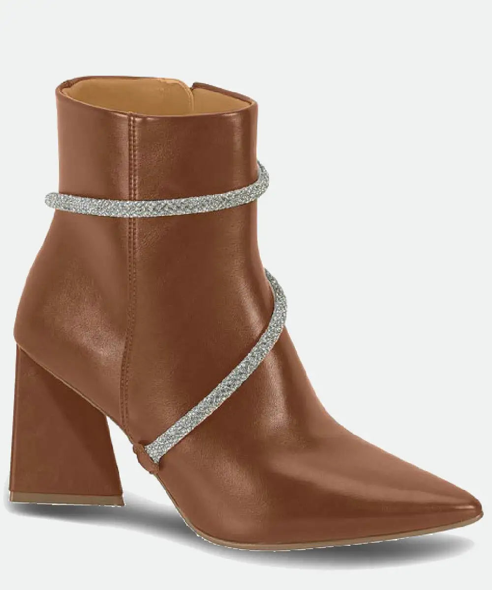Bota Feminina Cano Curto Salto Grosso Strass Vizzano - Imagem 2