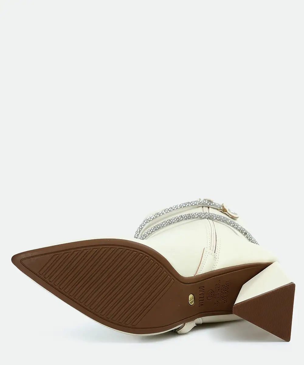 Bota Feminina Cano Curto Salto Grosso Strass Vizzano - Imagem 6