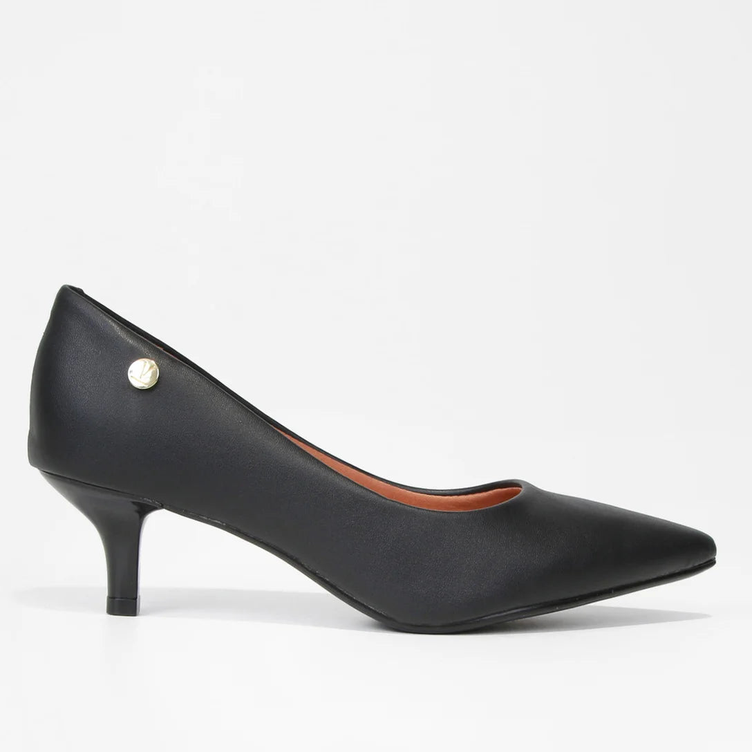 Scarpin Vizzano Salto Baixo Básico Bico Fino Feminino – Preto