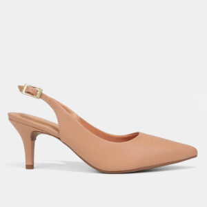 Scarpin Vizzano Slingback Salto Fino Médio – Bege