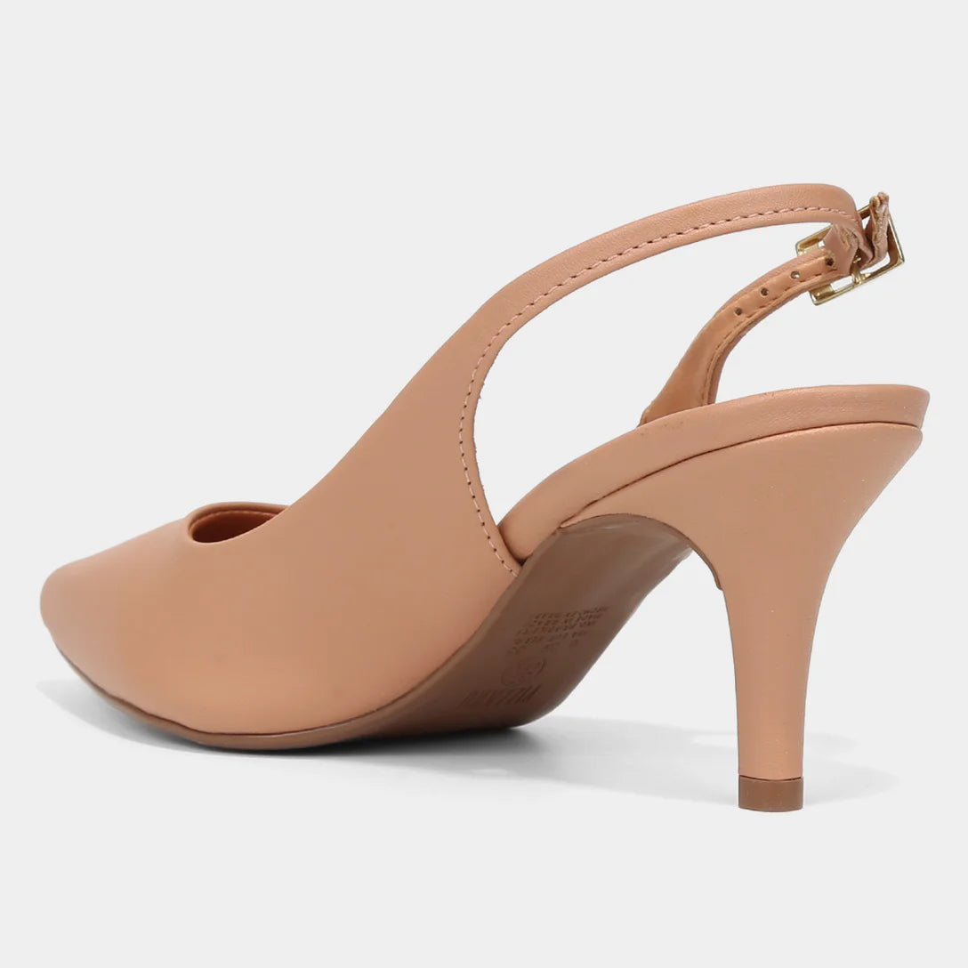 Scarpin Vizzano Slingback Salto Fino Médio – Bege - Imagem 3