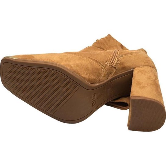 Bota Vizzano Cano Medio Slouch Salto Grosso – Amendoa - Imagem 3