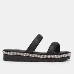 Rasteira Vizzano Tira Larga Brilho Feminina – Preto