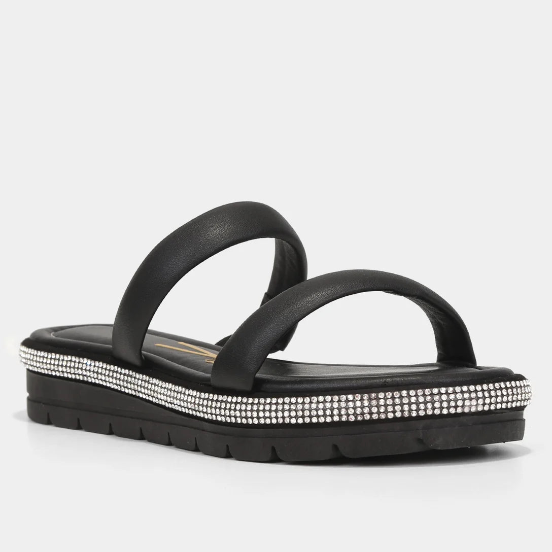 Rasteira Vizzano Tira Larga Brilho Feminina – Preto - Imagem 2