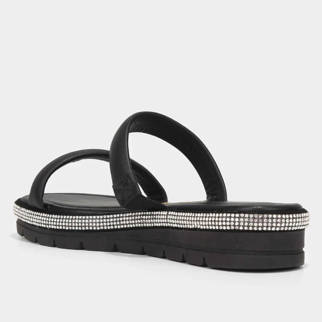 Rasteira Vizzano Tira Larga Brilho Feminina – Preto - Imagem 3