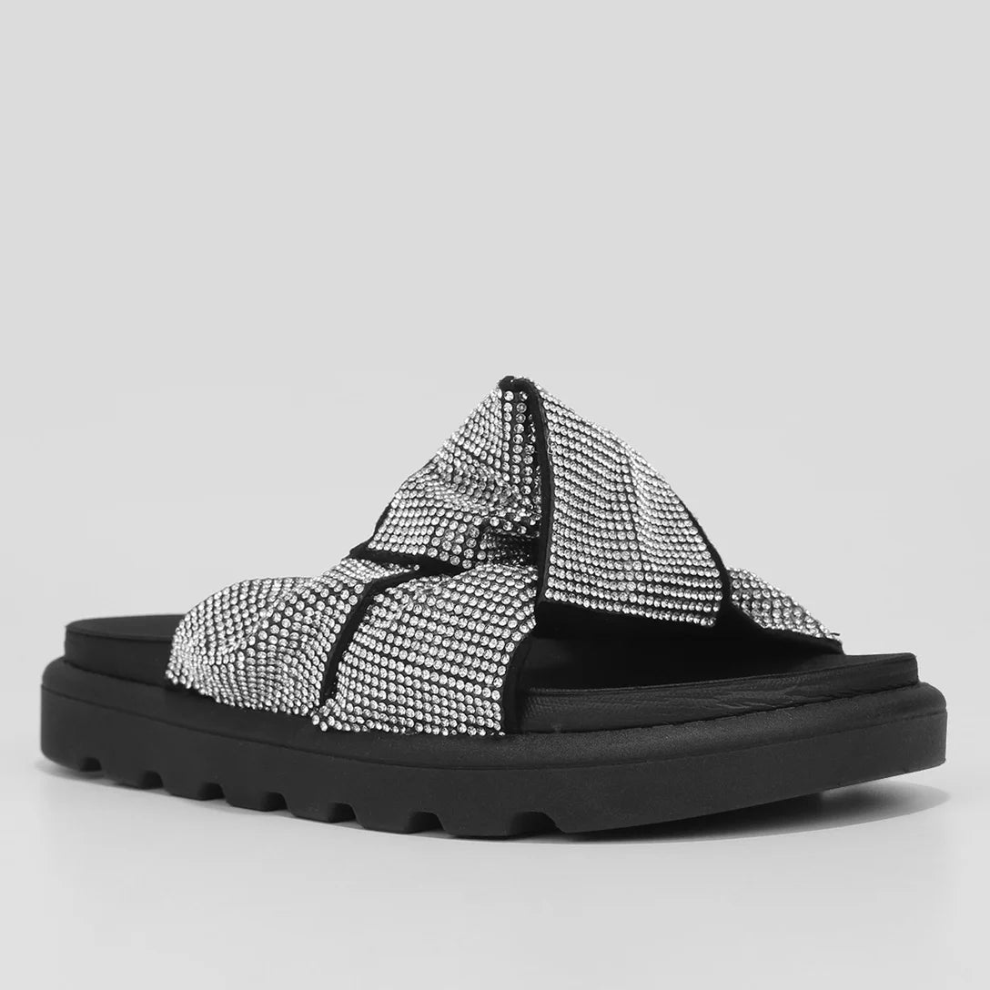 Rasteira Vizzano Nó com Brilho Feminina – Preto + Prata - Imagem 2