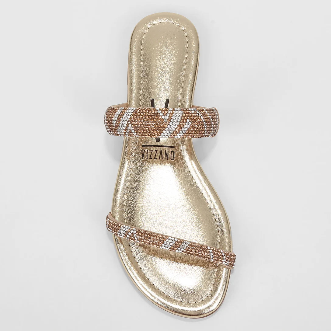 Rasteira Vizzano Metalizada Strass – Dourado - Imagem 4