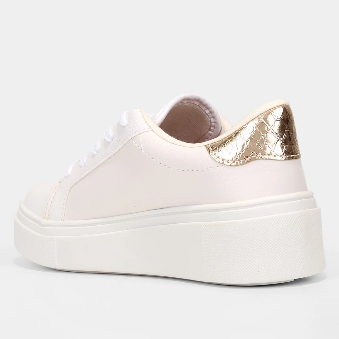 Tênis Vizzano Flatform Strass Feminino – Branco + dourado - Imagem 3