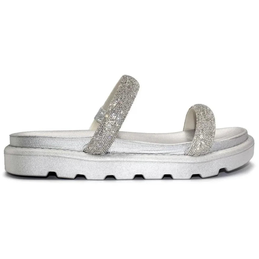 Rasteira Vizzano Flatform Strass Hotfix – Prata