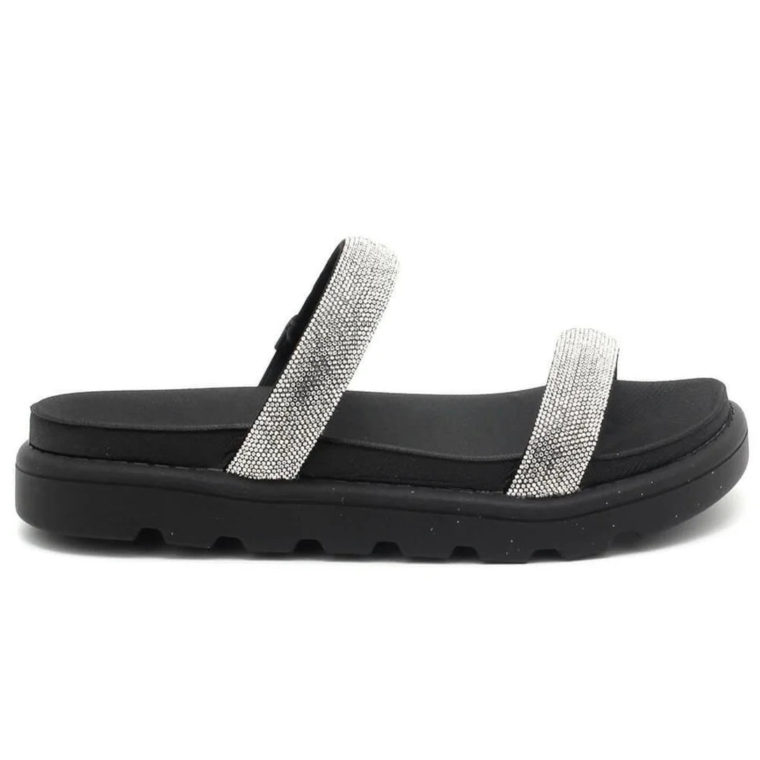 Tamanco Vizzano Flatform Tiras Brilho Feminino – Preto