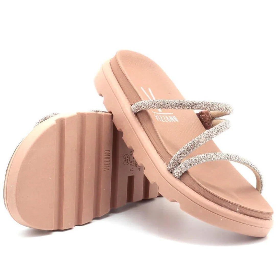Tamanco Vizzano Flatform Tiras Brilho Feminino – Nude - Imagem 3