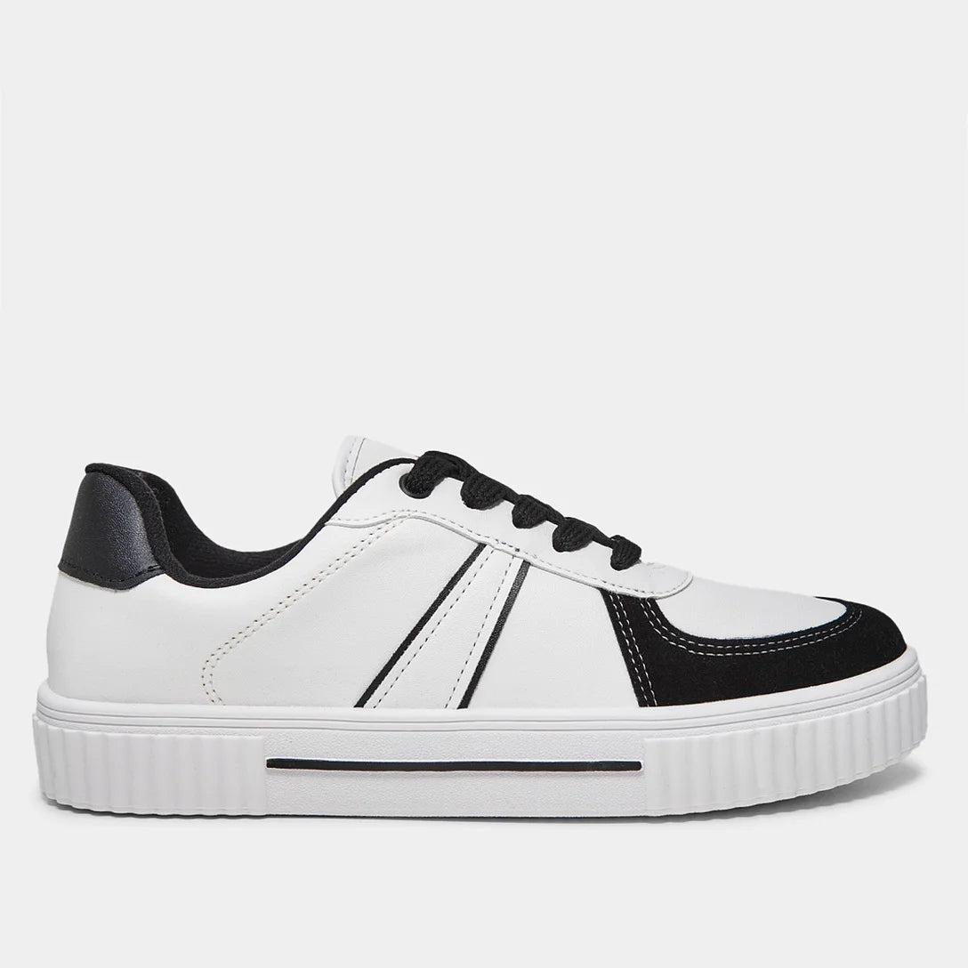 Tênis Vizzano Pelica Camurção Feminino – Branco + Preto