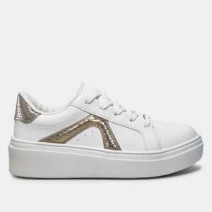 Tênis Vizzano Casual Feminino – Branco+dourado