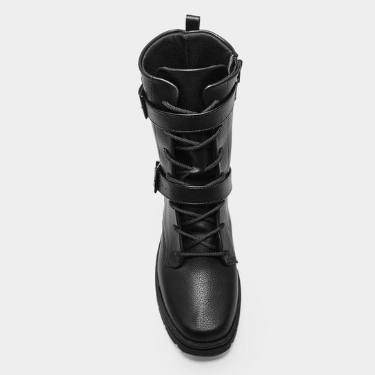 Bota Coturno Vizzano Fivelas Cano Médio Feminina – Preto - Imagem 3