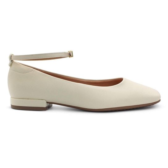 Sapatilha Vizzano Boneca Salto Baixo Bico Quadrado – Off White