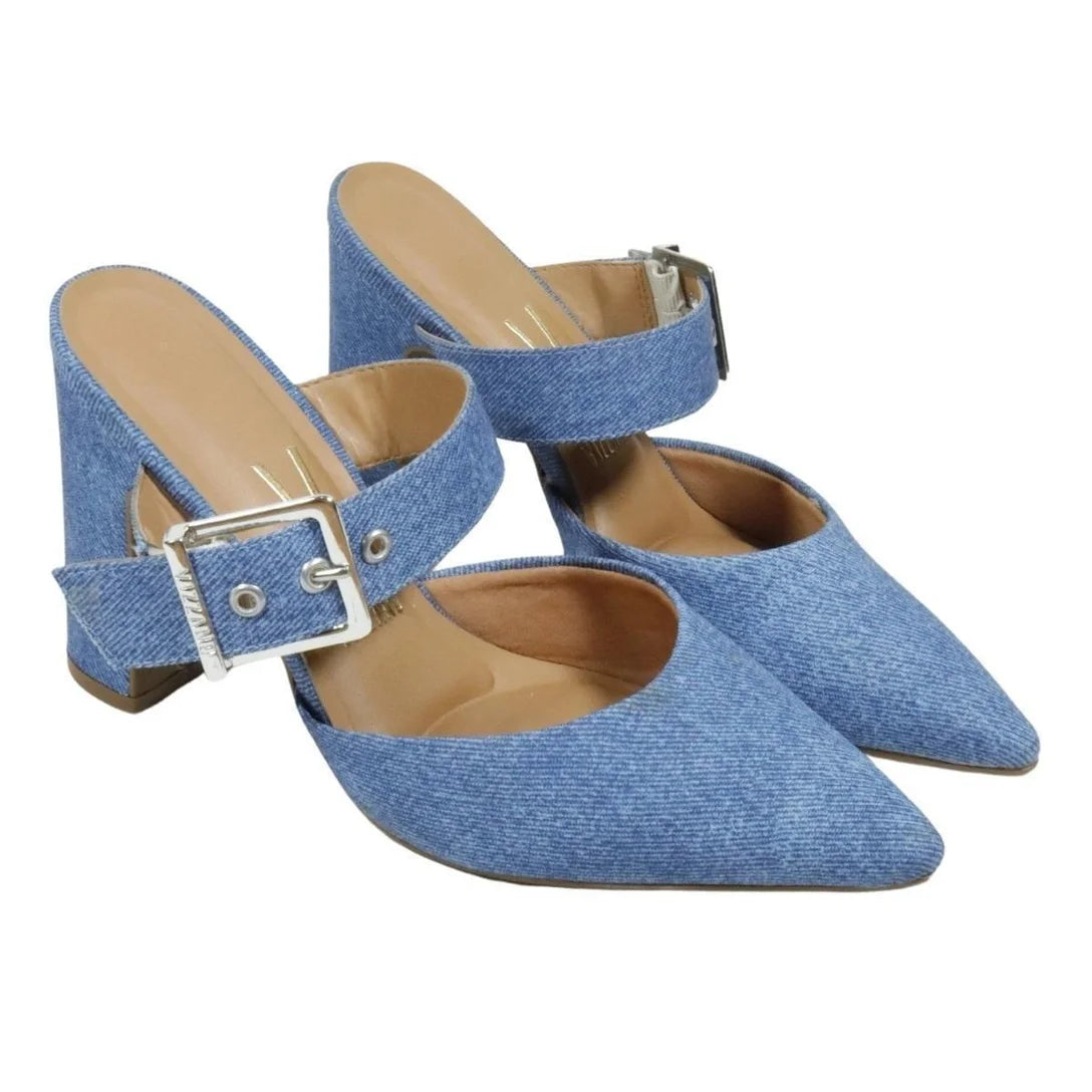 Tamanco Mule Vizzano Feminino Bico Fino Salto Alto – Jeans - Imagem 3