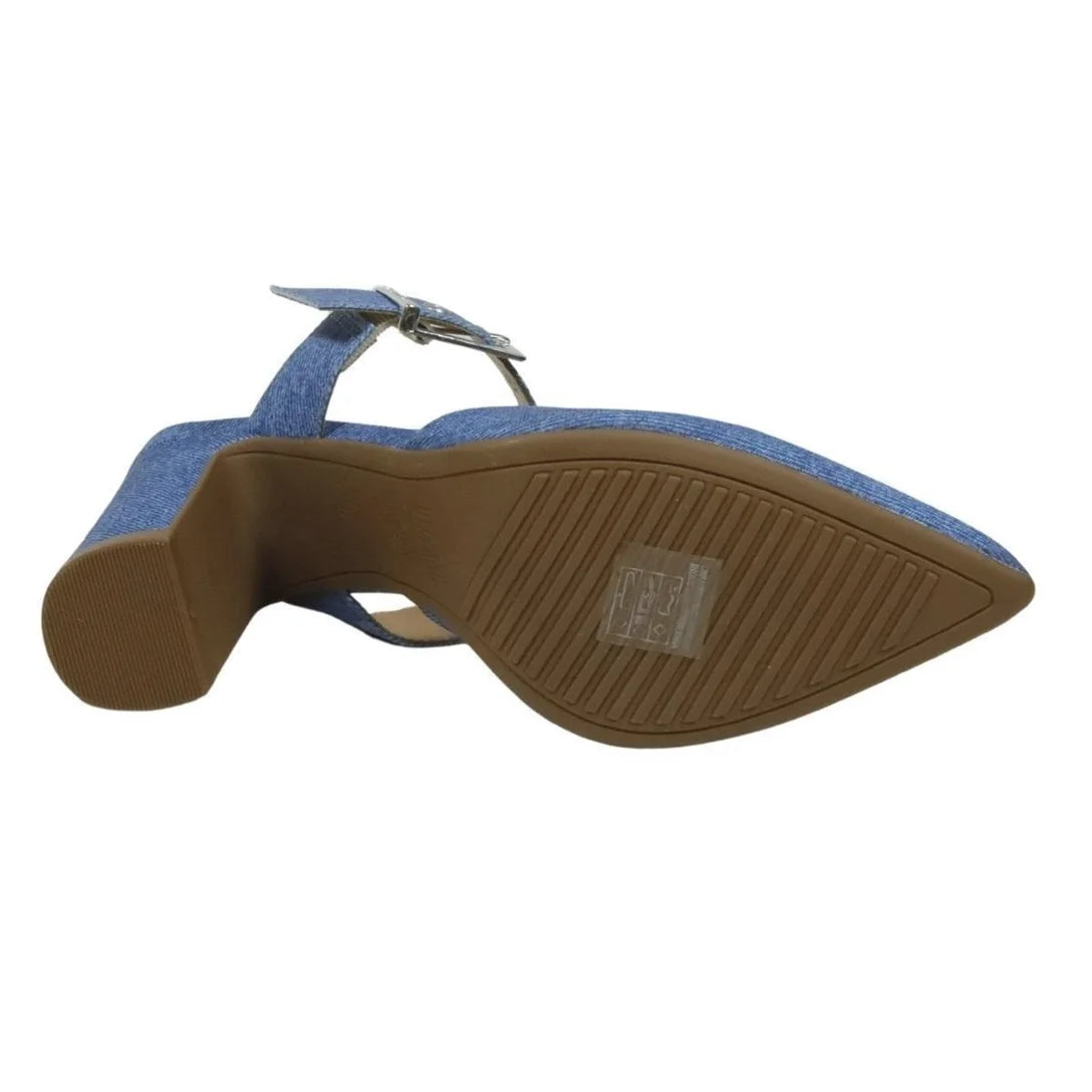 Tamanco Mule Vizzano Feminino Bico Fino Salto Alto – Jeans - Imagem 5