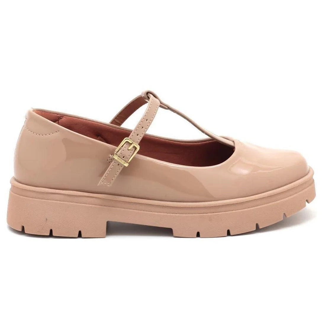 Mocassim Vizzano Verniz Tratorado Tiras Feminina 1422104 – Bege